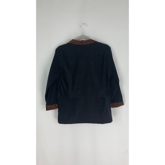 Jane Ashley Vintage Black Animal Print Button Up Shirt Womens Medium Cheetah - Picture 6 of 6